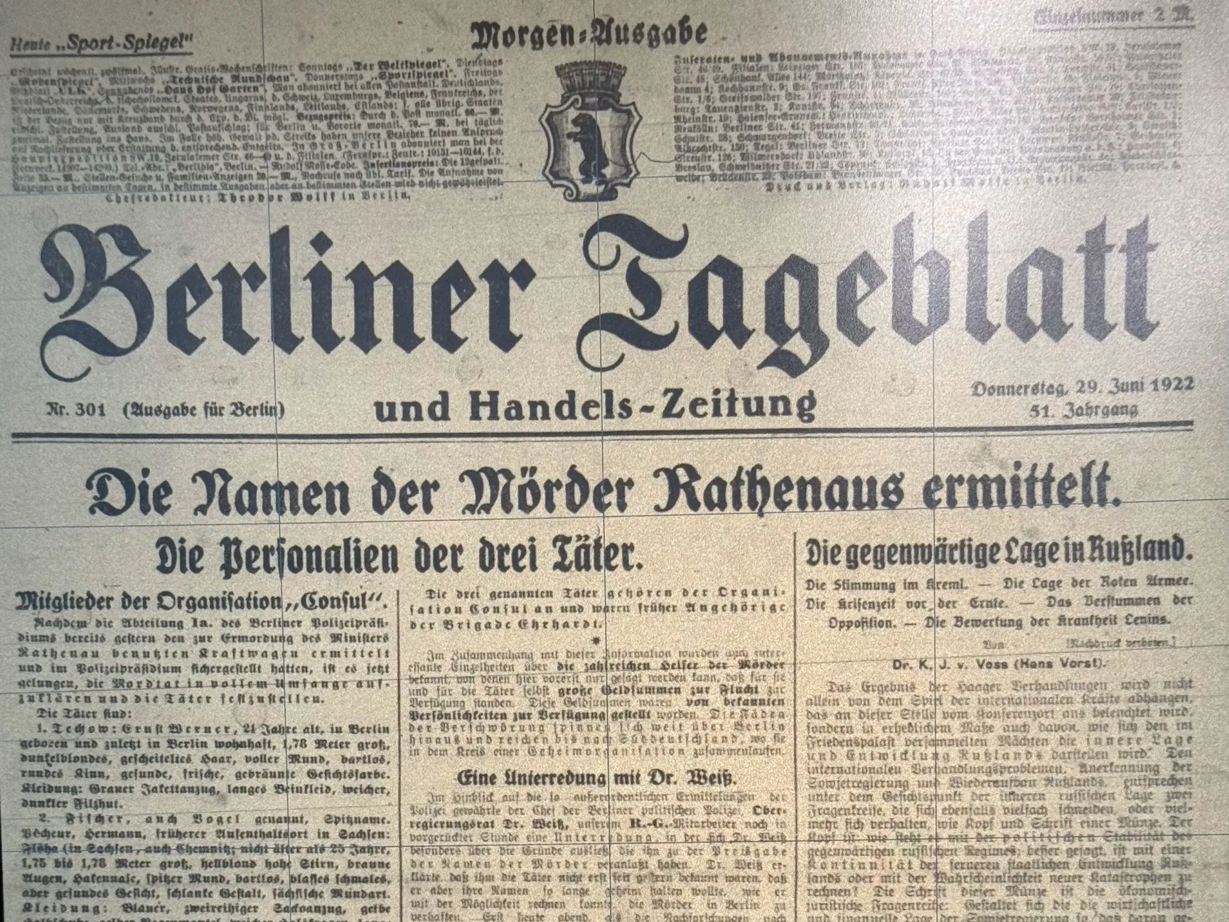 Zeitung Berliner Tageblatt